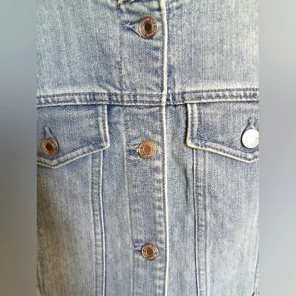 NWOT MICHAEL Michael Kors Frayed Neck Denim Shirt Dress Women's Size 6 - Picture 9 of 11